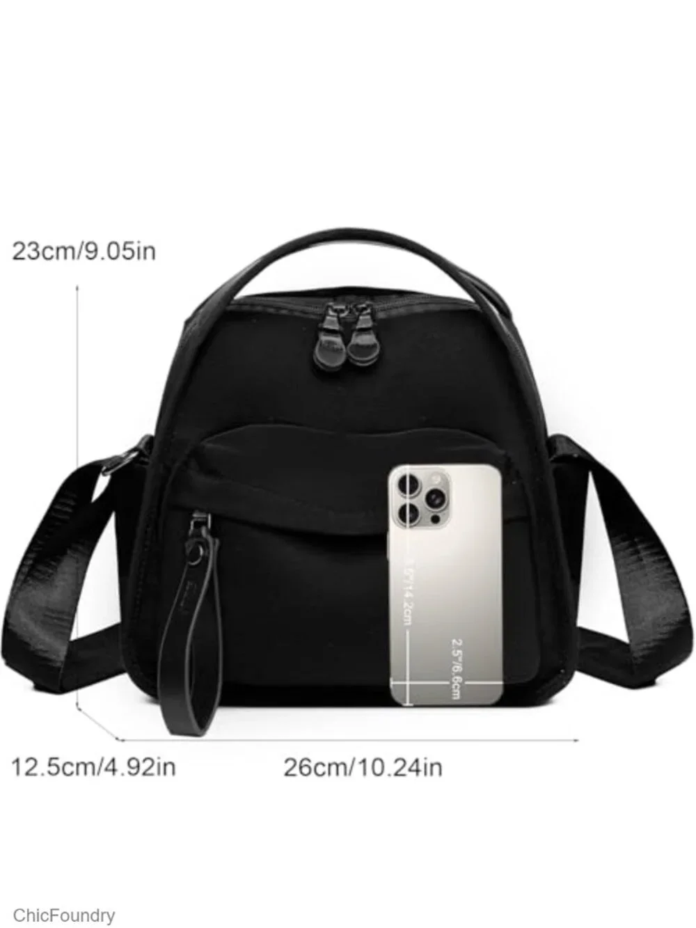Nylon Crossbody Bag for Women, Adjustable Strap, Travel Purse with Pockets